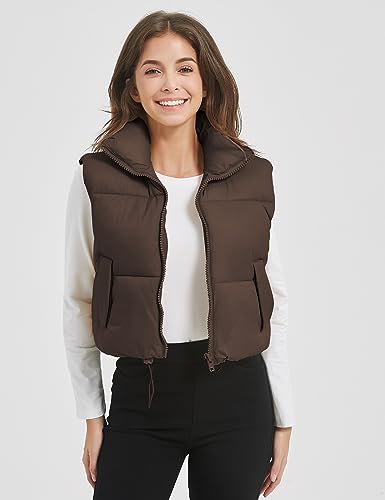 Kissonic Womens Winter Cropped Puffer Vest Sleeveless Padded Lightweight Puffy Vest with Pockets2