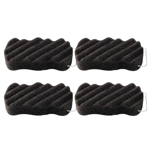 4 - Pack Konjac Exfoliating Organic Facial Sponge Set | Gentle Daily Face Scrub/Skincare | Super Soft Body Cleansing Sponge for Shower, Safe for Baby Bathing (Rectangle), Black