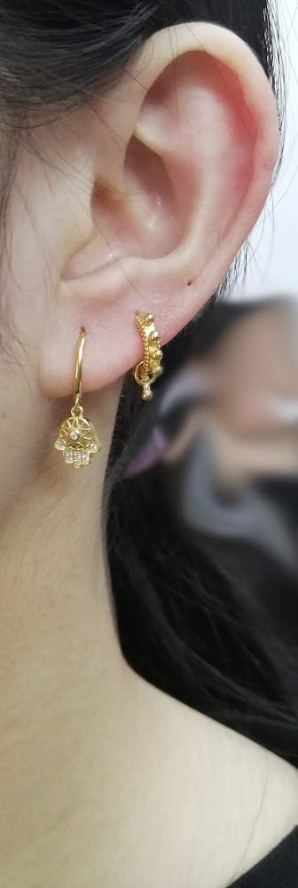 Bead Ball Mini Small Hoop Earrings for Women 2nd Hole S925 Sterling Silver Fashion Dainty Boho Tiny Cartilage Tragus Cuff Huggie Hinged Sleeper Hoops Pierced Jewelry Gifts Birthday