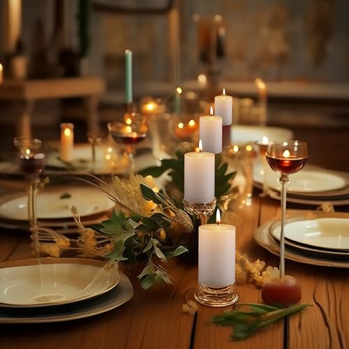 Image of Housecret 50 Pack 2 inch D x 3 inch H White Unscented Pillar Votive Candles, Hand Poured Wax Candle (20 Hour Burn Time) Ideal Gifts for Weddings Birthdays Christmas Holidays Party