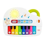 Fisher-Price Silly Sounds Light-Up Piano - UK English Edition, take-along toy piano with lights, real music notes and learning songs for baby and toddlers, GFK04