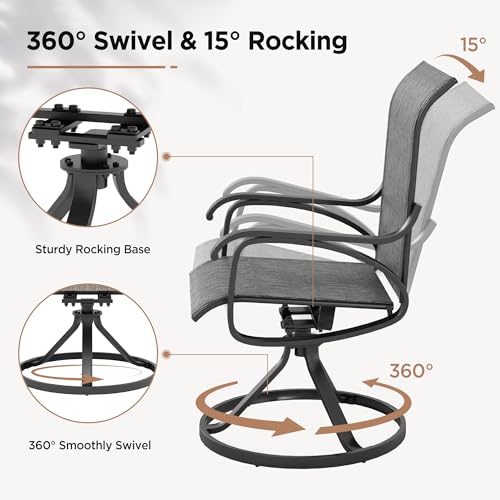 Image of LOUVIXA Patio Swivel Chair Set of 8, All-Weather Patio Swivel Rocking Chair, High Back Patio Dining Chairs for Backyard, Porch, Lawn, Garden(8, Dusky Gray)