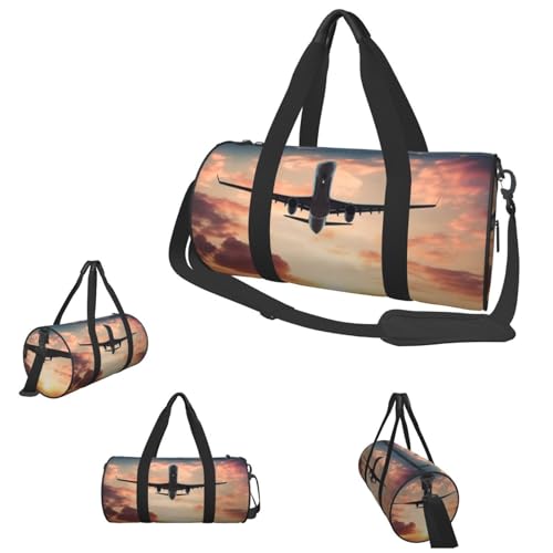 Travel Duffle Bag Weekender Bags For Men Women With Shoe Compartment Large Capacity Weekender Overnight Bag Airplane Sunset Sky Carry On Tote Bags Sport Gym Bag For Travel Yoga 7