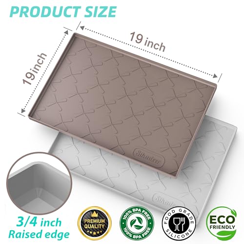 SIKADEER 19" x 19" Under Sink Mat Waterproof, Silicone Mat Kitchen Drawer Shelf and Cabinet Liner, Sink Protector for Kitchen Organizers and Storage, Boot Tray Pet Food Mats