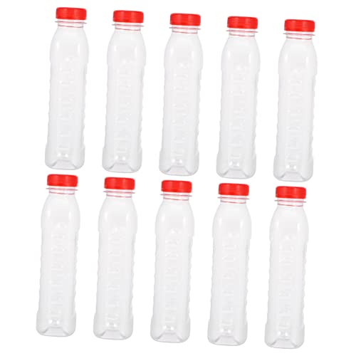 JECOMPRIS 10pcs Drink Bottle Clear Water Bottles Mini Water Bottles Milk Bottles Containers Smoothie Bottle Empty Juice Bottles Pet Water with Lids Milk Jug Pet Plastic