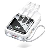 【Amazon.co.jp限定】 モバイルバッテリー 小型 軽量 23600mAh大容量 22.5W/PD18W 4本ケーブル内蔵 203g 手のひらサイズ 持ち運び便利 急速充電 スマホ充電器 5台同時充電 3WAY蓄電Type-C入出力兼用 低電流対応 LEDランプ搭載 コンパクトで機内持ち込み可 旅行/出張/アウトドア/停電/防災緊急用 全機種対応(ホワイト)