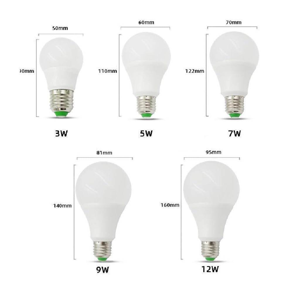 Edison E27 żarówki LED (zestaw 5 sztuk), DC 12-24 V, 3 W/5 W/7 W/9 W/12 W, bez migotania.