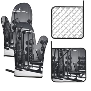 Oven Mitts and Pot Holders 4 pcs Non-Slip Oven Glove Gym Equipment Oven Mitt Heat Resistant Oven Gloves for Cooking BBQ Kitchen Hot Pads for Microwave