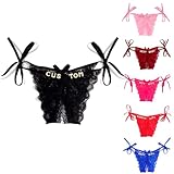 Custom Thongs with Name on it Sexy Personalized Letter Lace Chain G-strings Underwear for Women Customized Crystal Letter Panties Thongs with Text Personalized Christmas Birthday Body Jewelery Gifts