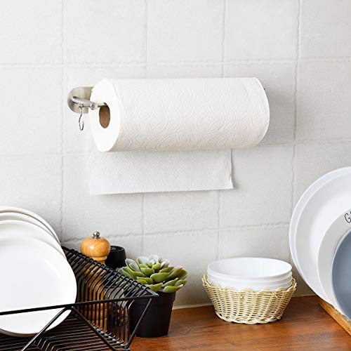 Multi Function Paper Towel Holder Under Cabinet, Mountable Roll Paper Towel Rack for Kitchen - Thumbnail 4
