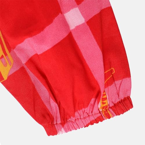 Image of miniklub Girls Boat Neck Knee Length Woven Cotton Dress (Red Color)