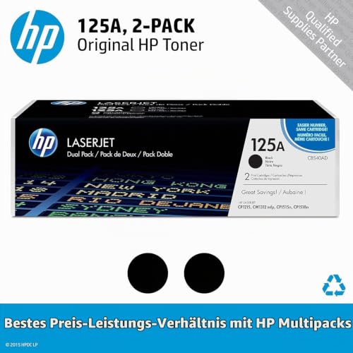 HP 125A Dual Pack (CB540A) Original Toner für HP Color Laserjet CP1215, CP1515, CM1312, Schwarz, Dual-Pack – Ansicht 2