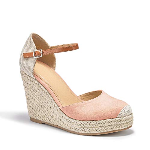 Image of FISACE Womens Summer Espadrille Heel Platform Wedge Sandals Ankle Buckle Strap Closed Toe Shoes