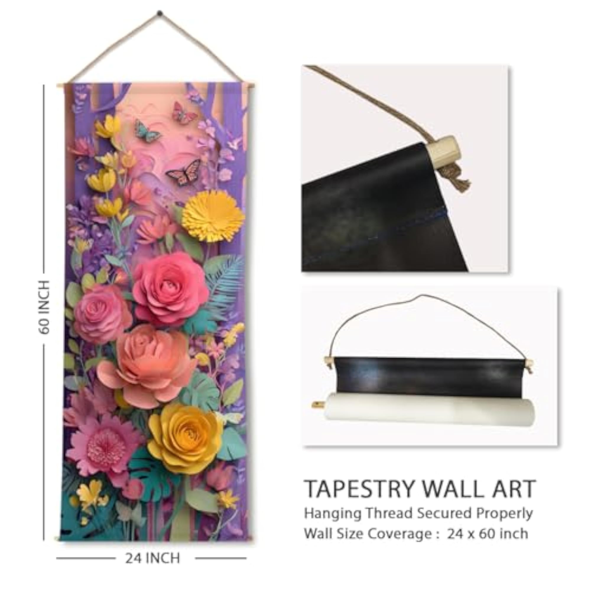 Nature Theme Wall Hanging Tapestry 24x60 In