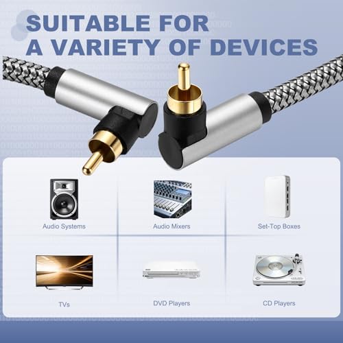 Cable RCA de ángulo recto para subwoofer sourcing map que ahorra espacio mueble 5