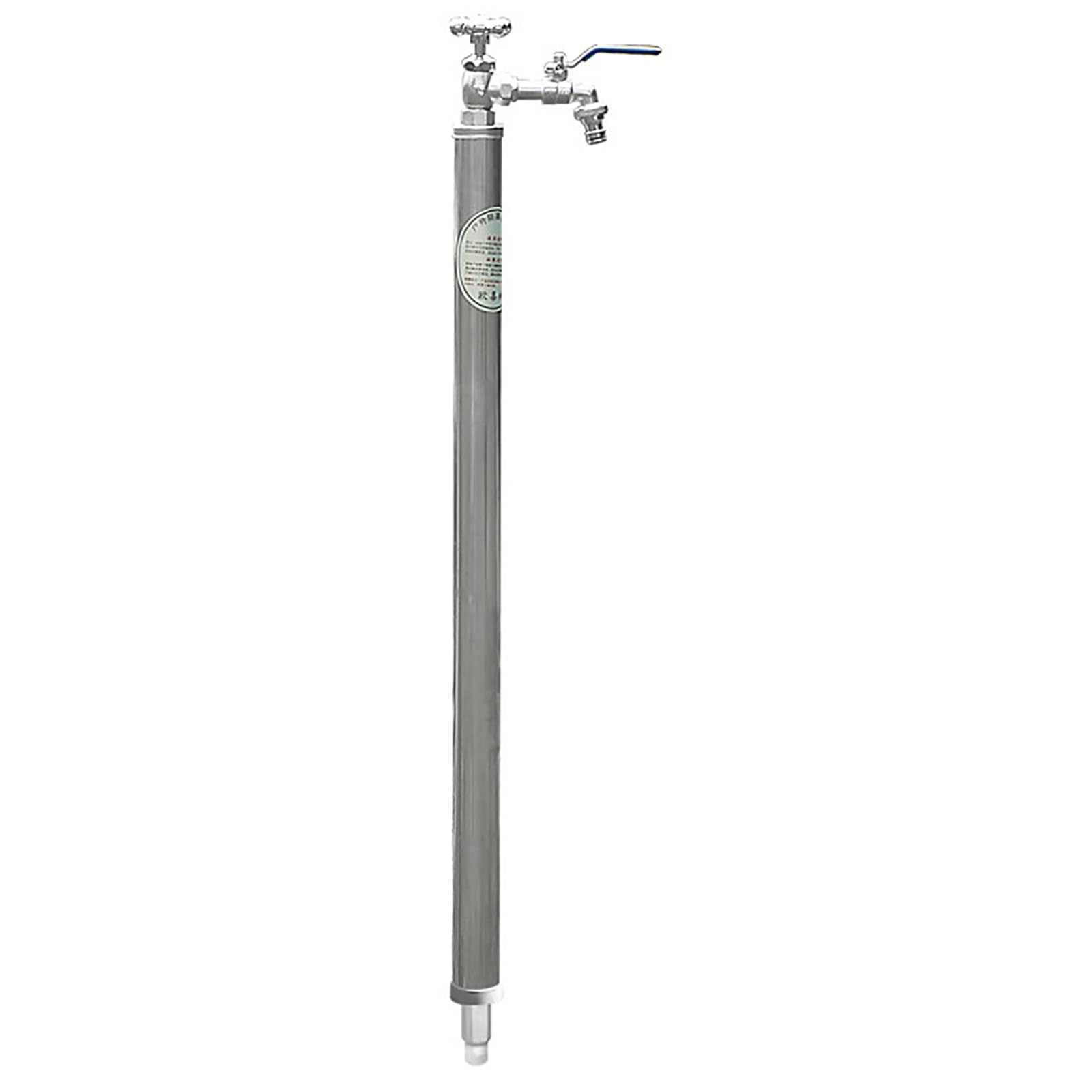 BXKF Anti-Freeze Outdoor Faucet with Frost Free Sillcock Stainless Steel Round, Freeze Proof Outdoor Faucets Freestanding Hose Stand(80cm/31.5in)