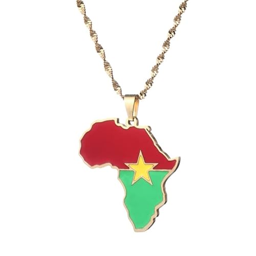 Yongkan Africa Map Pendant Necklace South Sudan Cote d'Ivoire Tanzania Guinea-Bissau Niger Benin Djibouti Botswana Egypt Zimbabwe (Burkina Faso)