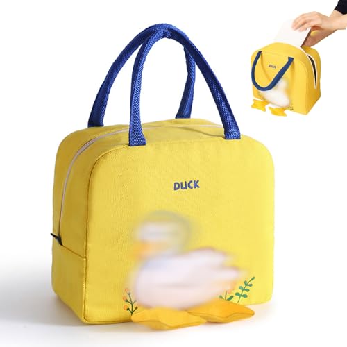 KASESSS Insulated Lunch Bag, Cute Lunch Bags Yellow Duck, Childrens Lunchbag, Resuable Cool Bag Lunch Box, Small Linch Bag for Work School Picnic Travel Beach, Gifts for Girls Boys
