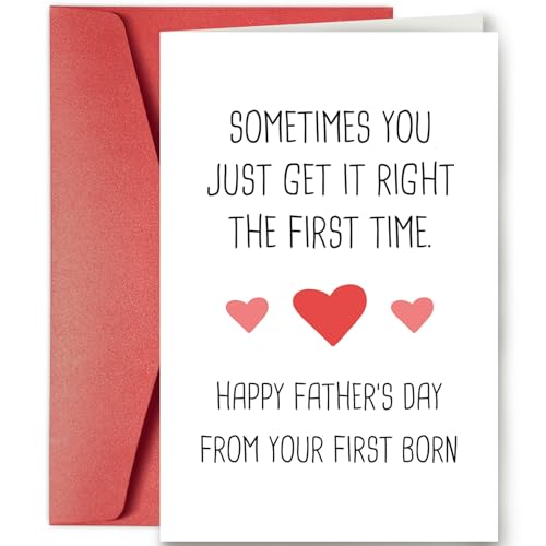 SuperShunhu Humor Father’s Day Card for Him, Funny Fathers Day Card for Dad, Gag Fathers Day Gift from Oldest First Child, You Get It Right The First Time