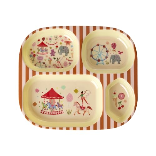 Rice Melamin Kinderteller mit 4er Einteilung - pink - Fun Fair Print