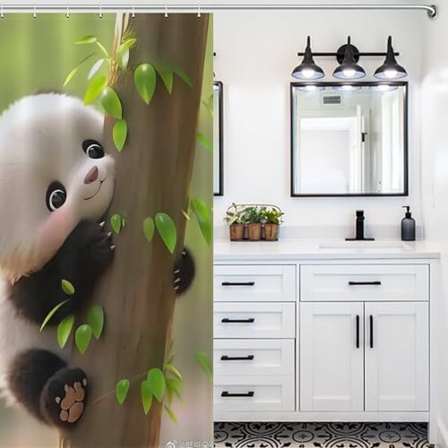 Rideau de douche panda imperméable pour baignoire salle de bain 122x183cm