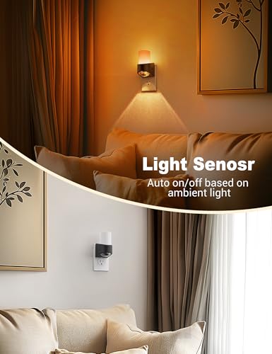 Image of JandCase LED Night Lights Plug into Wall, Color Changing Night Light with Dusk to Dawn Light Sensor, RGB Night Light for Kids, Color LED Nightlight for Bedroom Bathroom Kids Room