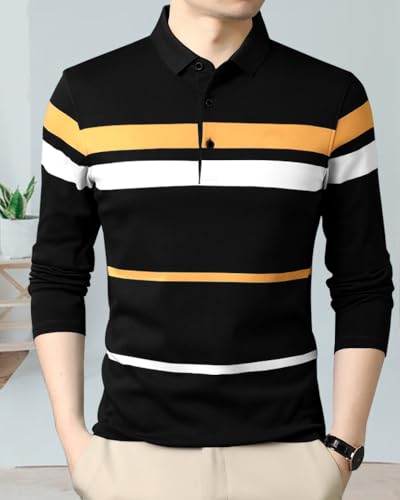 Image of Noble Monk Men's Polycotton Regular Fit Full Sleeves Polo T-Shirt
