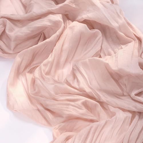 Image of MLMC Pink Table Runner Boho Cheesecloth Table Runner 10ft Rustic Dusty Pink Gauze Cheese Cloth Centerpiece Decor 35x120 Inches for Wedding Bridal Shower Birthday Party