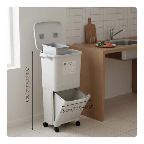 Caneca de basura grande 45L Qianly doble capa rectangular miniatura 7