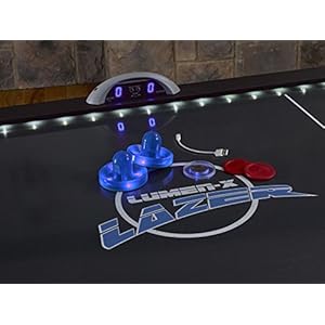 Triumph Sports Lumen-X Lazer 6' Interactive Air Hockey Table Featuring All-Rail LED Lighting and In-Game Music Triumph Sports Lumen X Lazer 6 Interactive Air Hockey Table Featuring All Rail LED Lighting and In Game Music