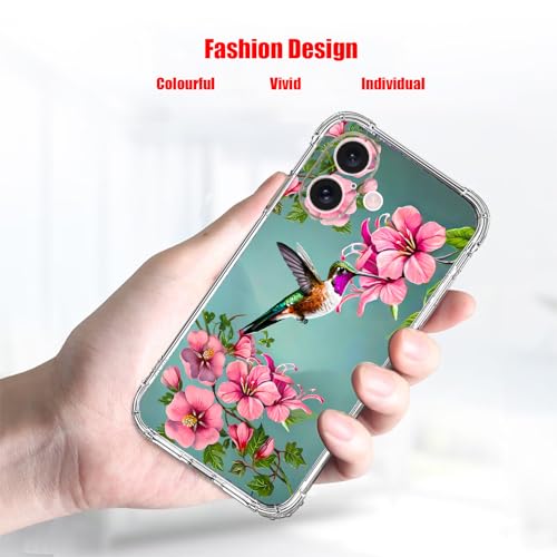 Coque iPhone 16 Plus colibri et fleurs bleues protection antichoc TPU - 3