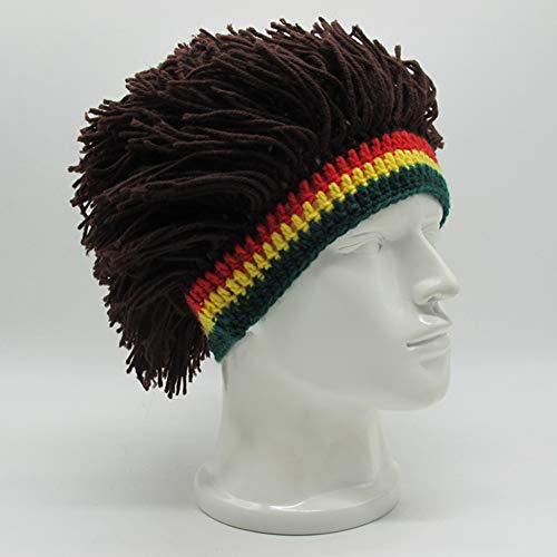 Image of Funny Rasta Wig Beard Hats Knitted Jamaican Rasta Beanie Hat with Dreadlocks Christmas Halloween for Men Women