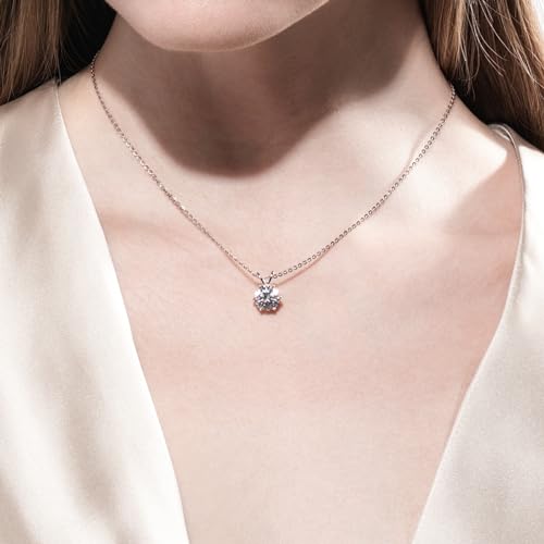 AnuClub 2.0-3.0 CT D Color Moissanite Pendant Necklace For Women D Color VVS1 Round Cut Four-Claw 925 Sterling Silver Necklace With Certificate4