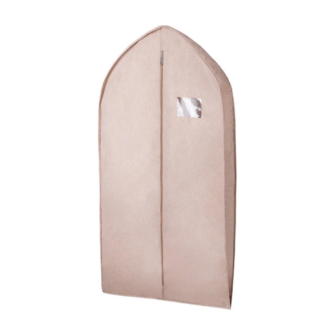Fundas Ropa Bolsas para Ropa, Fundas De Trajes Tela Oxford para Armario, Almacenamiento Colgante con Fuelle 4 "con Cremallera Completa, 2 Uds Cubierta(Beige,58 * 10 * 130cm)