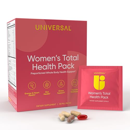 Women's Total Health Pack Daily Multivitamin Supplement, Energy, Stress & UT Support, Krill Oil, 22 Key Vitamins & Minerals, Iron, Biotin, Zinc, Selenium, Astaxanthin, Calcium (30 Pack)