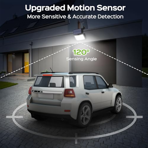 Adiding Solar Outdoor Lights, 3500LM LED Flood Lights with 16.4 Ft Cable, Remote Control Solar Motion Sensor Lights with 3 Modes, Solar Powered Security Lights for Outside Patio, Yard, Garage, 1 Pack
