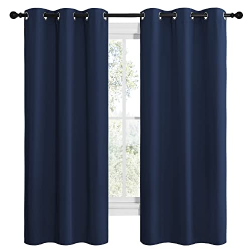 Image of NICETOWN Blackout Draperies Curtains, All Season Thermal Insulated Solid Grommet Top Blackout Curtains /Drapes for Kid's Room (Navy, 1 Pair, 42 x 68 inches)
