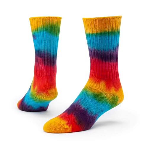 Maggie's Organic Cotton Crew Socks - 1 Pair - Tye Dye Bold - Large
