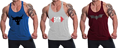 THE BLAZZE C030451 Men’s Tank Tops Muscle Gym Bodybuilding Vest Fitness Workout Train Stringers (X-Large, Multicolored_5)