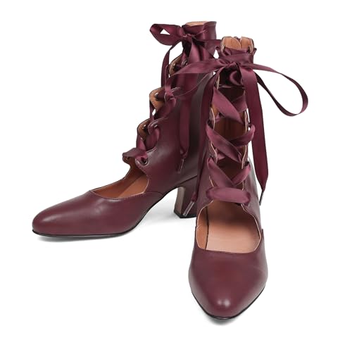SaraIris Women's Black Mary Jane Heels Kitten Heel Lace Up Shoes - image 2
