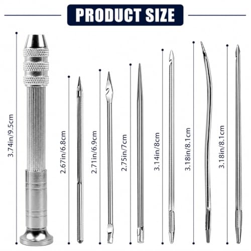 Image of Paritirth 7-in-1 Sewing Awl and Needle Set, Stainless Steel Leather Stitching Repair Tool Kit for Shoes, Bags, Canvas, Upholstery & DIY Craft