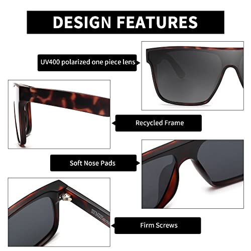Image of GLINDAR Oversized Square Polarized Sunglasses for Men Women, One Piece Shield Shades UV400 Protection