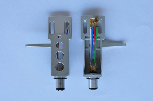 Turntable Headshell fits Technics Numark Vestax Includes Gold Leads Wires Silver