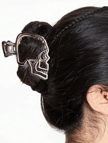 Pinza para cabello Halloween diseño calavera negra miniatura 5