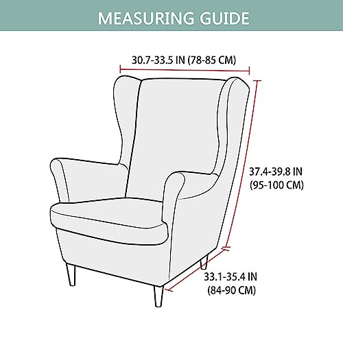 Fundas elásticas for sillón orejero de dos piezas lavables para salón 4