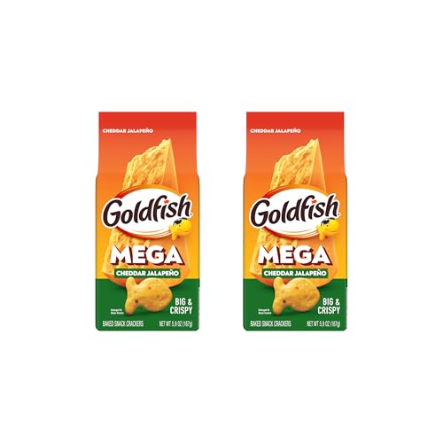 Image of Goldfish Mega Bites, Cheddar Jalapeno Crackers, 5.9 Oz Bag (Pack of 2)