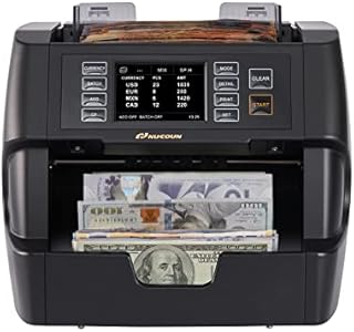 NUCOUN VC-3 Money Counter Machine Mixed Denomination, Value Counting, CIS/UV/IR/MG/MT Counterfeit Detection, USD/Euro/CAD/MXN, Printer Enabled Bill Cash Counter for Business