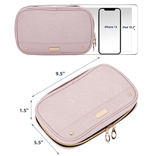 NISHEL-Travel-Jewelry-Organizer-Folio-Jewelry-Rolls-for-Necklaces-Earrings-Rings-Bracelets-Watch-Pink