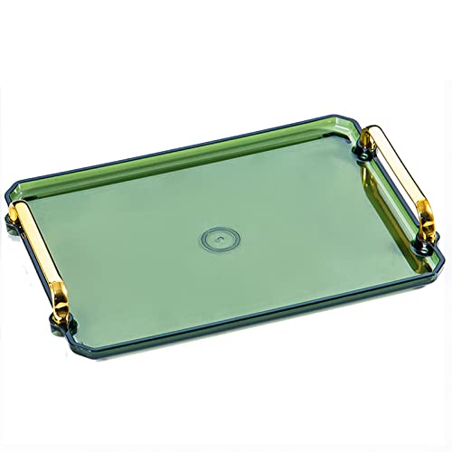 Plateau De Service en Acrylique avec Poignées, Plateau Décoratif Moderne, Plateau Organisateur D'aromathérapie De Parfum De Bijoux pour Table Basse,12x8.6x1.4in, Green B