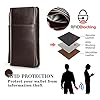CONTACTS Genuine Leather Mens Travel Clutch with Hand Strap,RFID Blocking Family Passport Wallet Purse Brown,Large Capacity Phone Clutch Handbag for Men #4